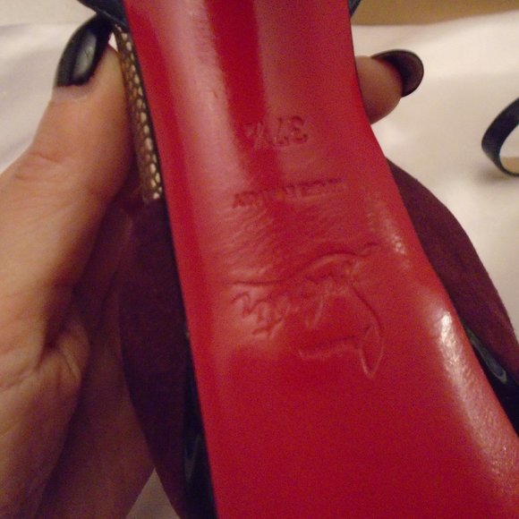 Christian Louboutin #299 snakeskin back purple suede heels - Picture 5 of 9